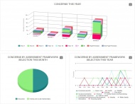 Dashboard showing information taken from the framework assessment