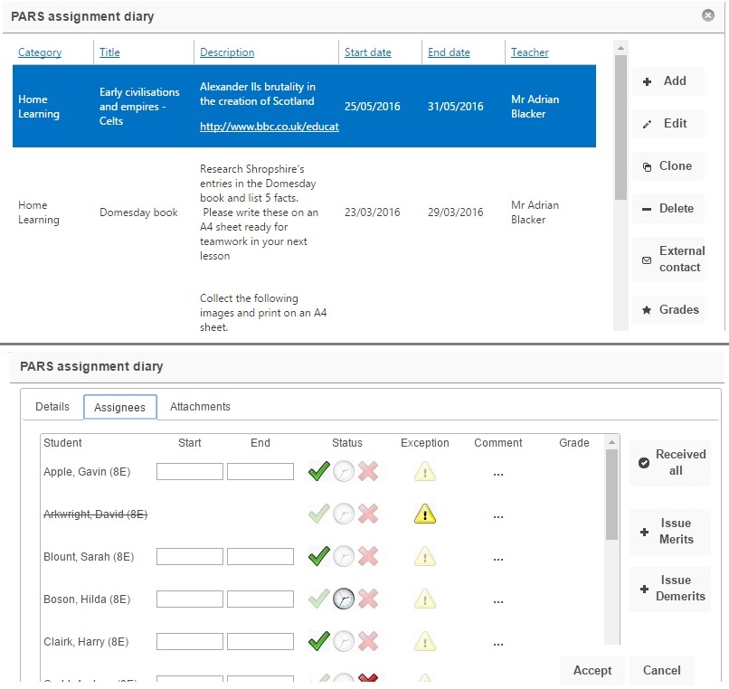 http://www.tascsoftware.co.uk/wiki/PARS_Connect/index.php?title=Homework